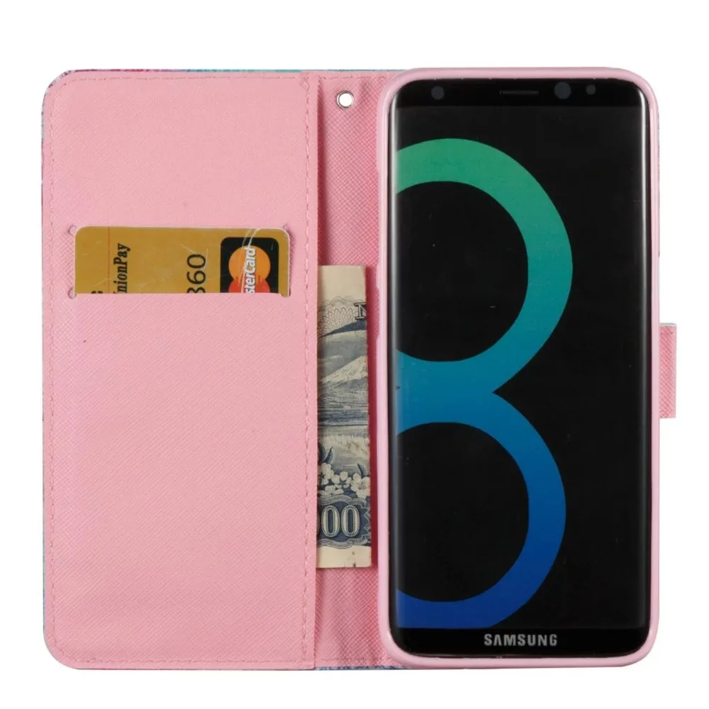 Флип кейс из искусственной кожи + Чехол кошелек для Samsung Galaxy S5 S6 S7 S8 S9 Plus Note 9 чехол