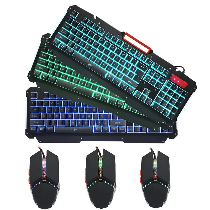 Механическая клавиатура с RGB подсветкой USB Проводная игровая клавиатура имитация механического ощущения 104 клавиш водонепроницаемые компьютерные игровые клавиатуры