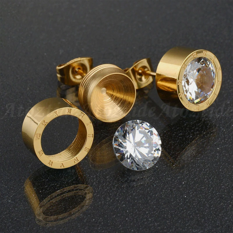 Женские серьги гвоздики из нержавеющей стали с римскими цифрами|Серьги-гвоздики|