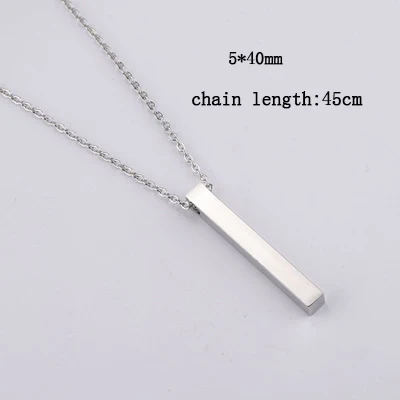 5x40mm steel Серебряное/золотое/розовое золото ожерелье из нержавеющей стали заявленное Пустое имя пластины кулон и ожерелье зеркальное полированное 5 шт - Окраска металла: 5x40mm steel