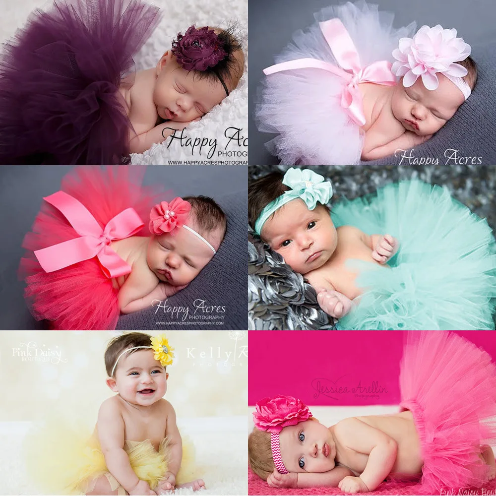 Pack Baby Тюлевая юбка-пачка повязка на голову с цветами для новорожденных Одежда для маленьких девочек юбки Pettiskirt Костюм для фото наряды