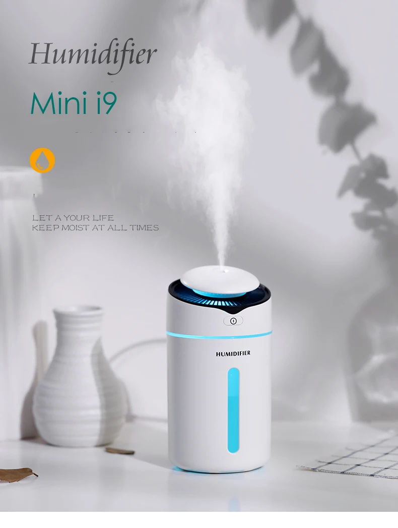 Мини I9 увлажнитель воздуха, тонкий туман, 2 передачи, распылитель, USB увлажнитель, 300 мл, бесшумный Настольный диффузор для дома, офиса, автомобиля