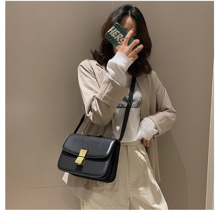 Luxury Brand Handbag New Fashion Simple Square bag Quality PU Leather Women's Designer Handbag Lock Shoulder Messenger bags