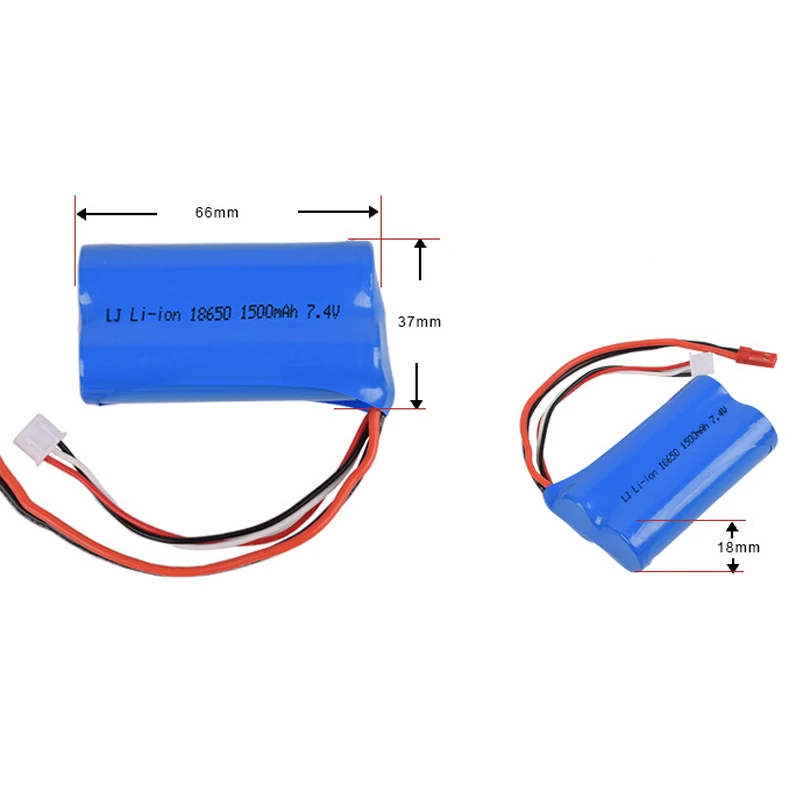 7 4 v 1500mah 15C 18650 Li Ion JST вилка батарея RC 9101 9053 WL912 12428 F39 F45 F645 T23 T55 игрушки с зарядным