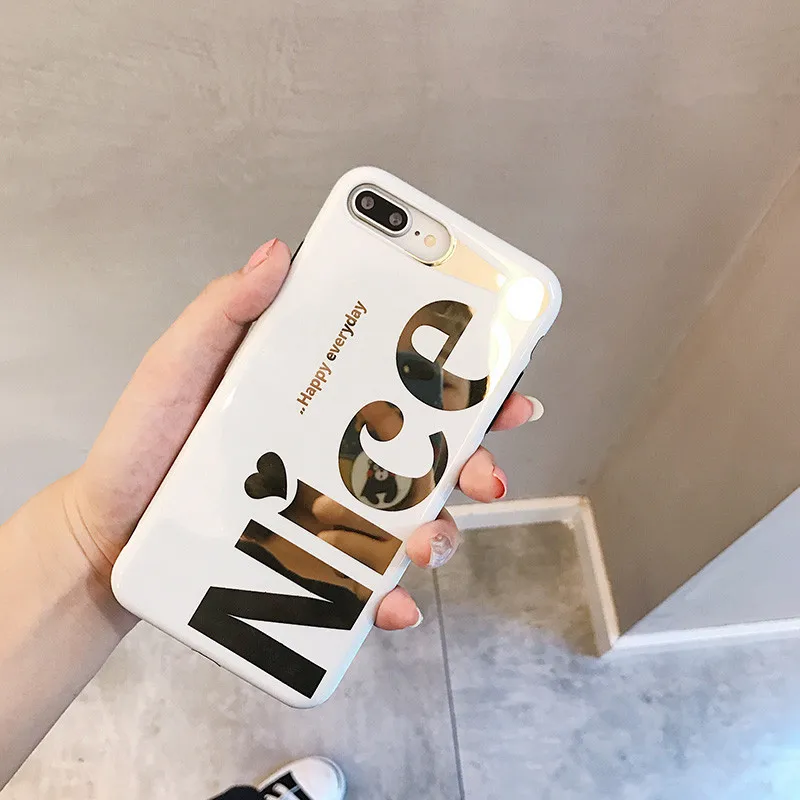 Блестящий зеркальный чехол JAMULAR с надписью Nice для iPhone XS MAX XR мягкий силиконовый