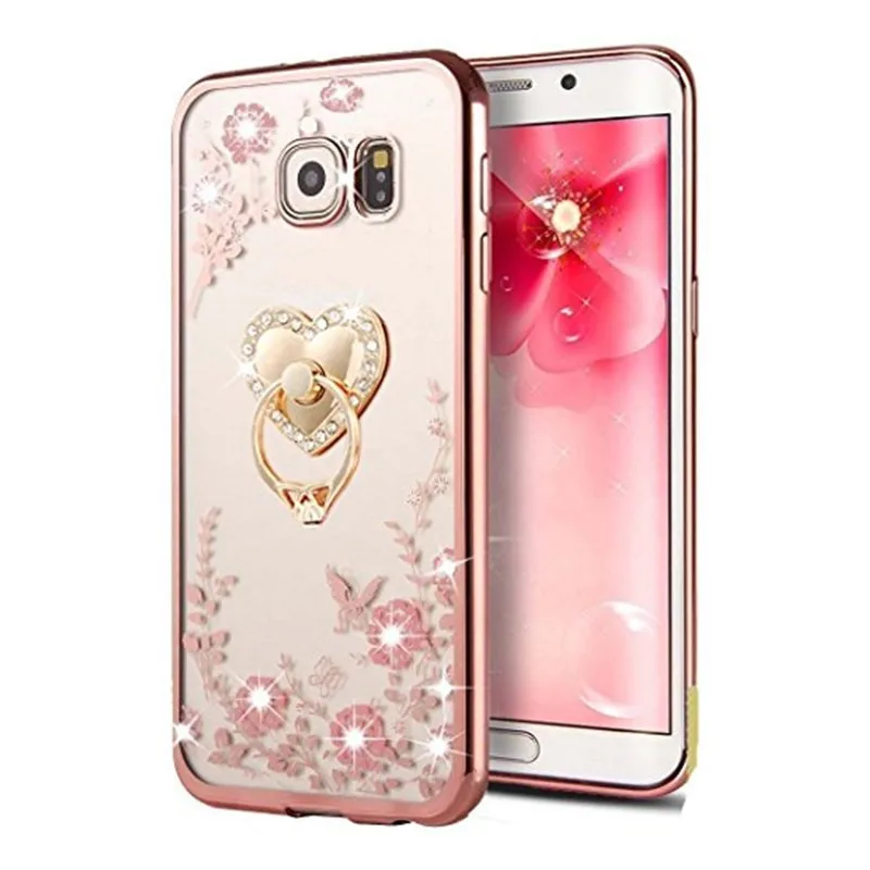 Чехол со стразами-подставка с кольцом для Samsung Galaxy S8 Plus S6 S7 Edge S5 J2 Pro 2018 A3 A5 A7 J1 J3 J5 J7