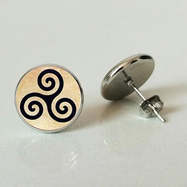 Серьги гвоздики Ex factory Teen Wolf Triskele Triskelion Allison серебряные серьги и стеклянные