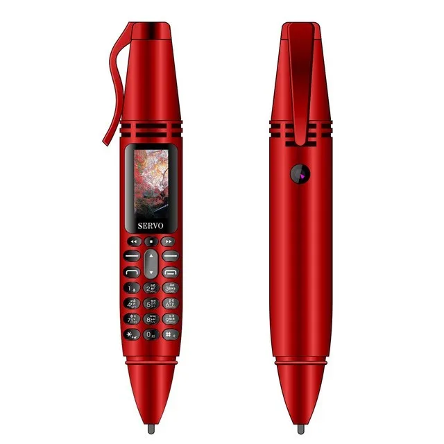 Красный SERVO K07 ручка мини сотовый телефон 0,9" маленький экран Две sim-карты Фонарик Bluetooth Dialer разблокировка Мобильный Телефон Запись Ручка телефоны - Цвет: Красный