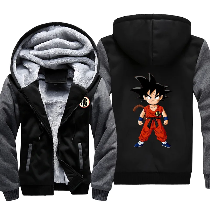 Dropshiping Dragon Ball зимняя Толстовка утепленная куртка унисекс шерстяная подкладка