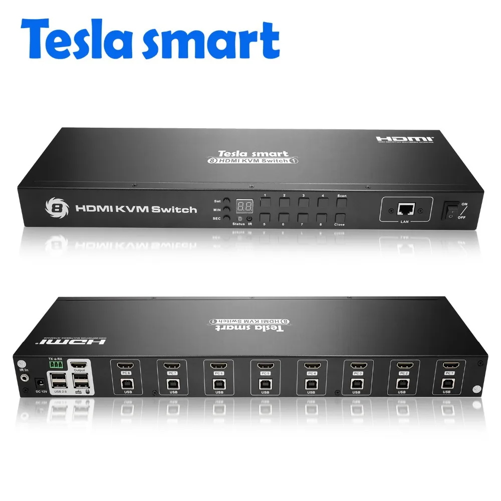 USB HDMI KVM переключатель 8 портов Lan переключатель KVM 8 портов KVM переключатель Поддержка 4K 30Hz Ultra HD клавиатура и мышь Порт ИК-пульт USB 2,0