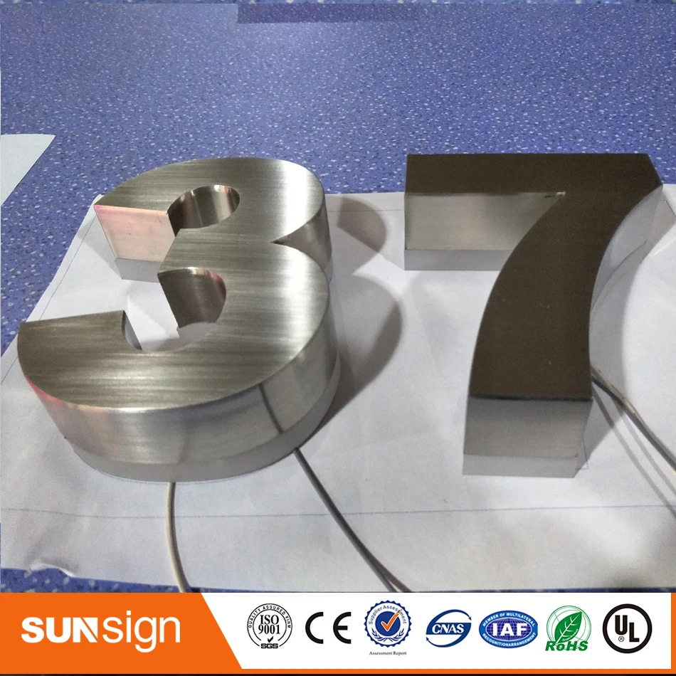 H 20 см новое поступление! 3D LED подсветка матовая нержавеющая сталь письма бизнес