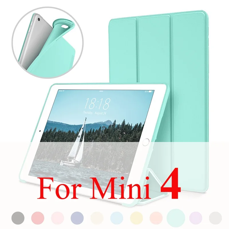 Mint for mini 4 Чехол для Apple iPad Mini 4 3 2 1, тонкий чехол из искусственной кожи, мягкий силиконовый чехол с подставкой для iPad Mini 5, чехол - Цвет: Mint for mini 4