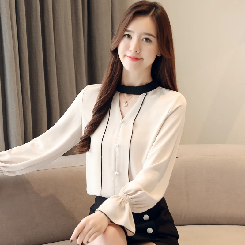 Новинка 2018 осенняя модная женская блузка одежда для работы шифоновая рубашка в