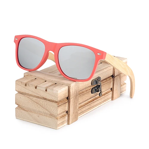 Silver Lens BOBO BIRD, брендовые солнцезащитные очки в Красной оправе, женские поляризованные солнцезащитные очки с бамбуковым держателем, пляжные модные очки с покрытием в деревянной коробке, Oculos - Цвет линз: Silver Lens