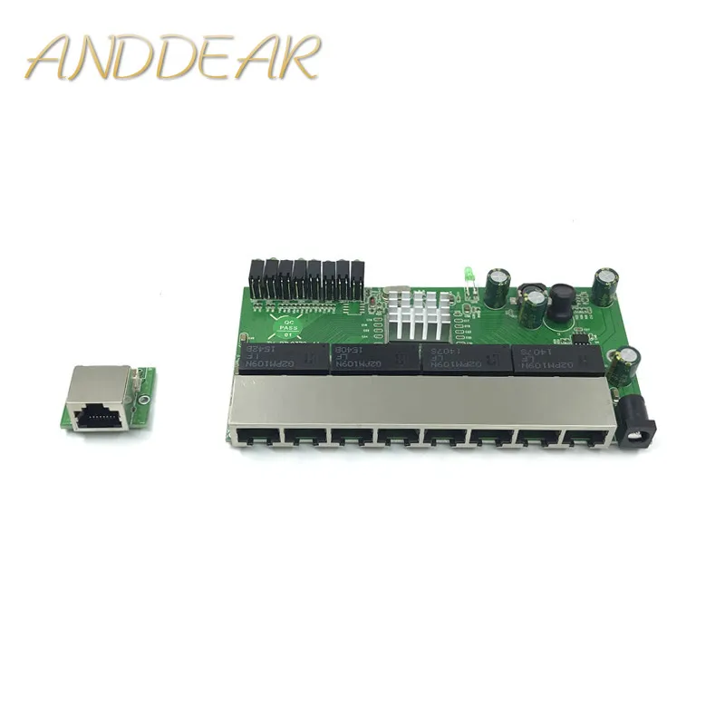 OEM PBC 8 портов гигабитный Ethernet коммутатор met pin way header 10/100/1000 m hub 8way power Pcb board schroef gat |