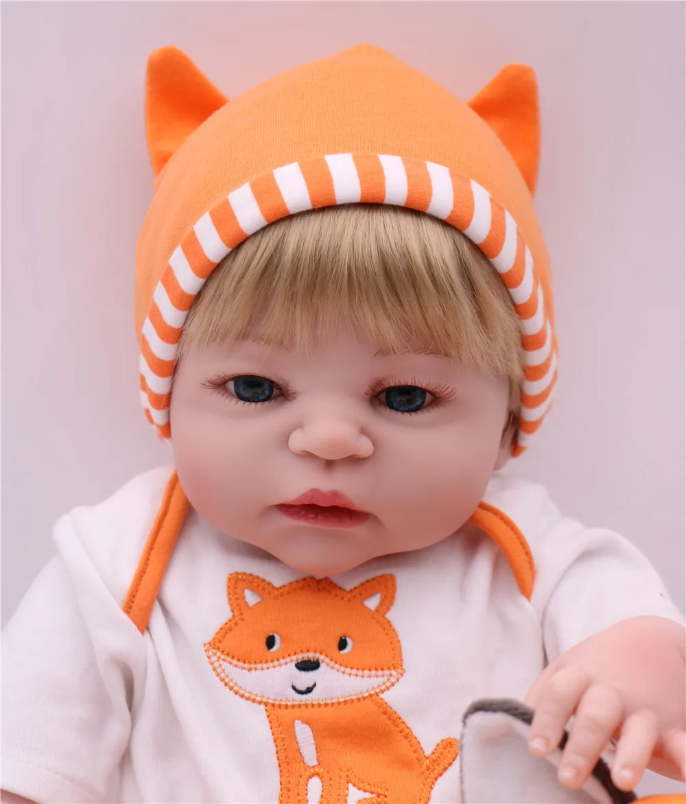 Куклы Reborn boy 22 &quot55 см роскошный комплект одежды с лисой полностью силиконовые