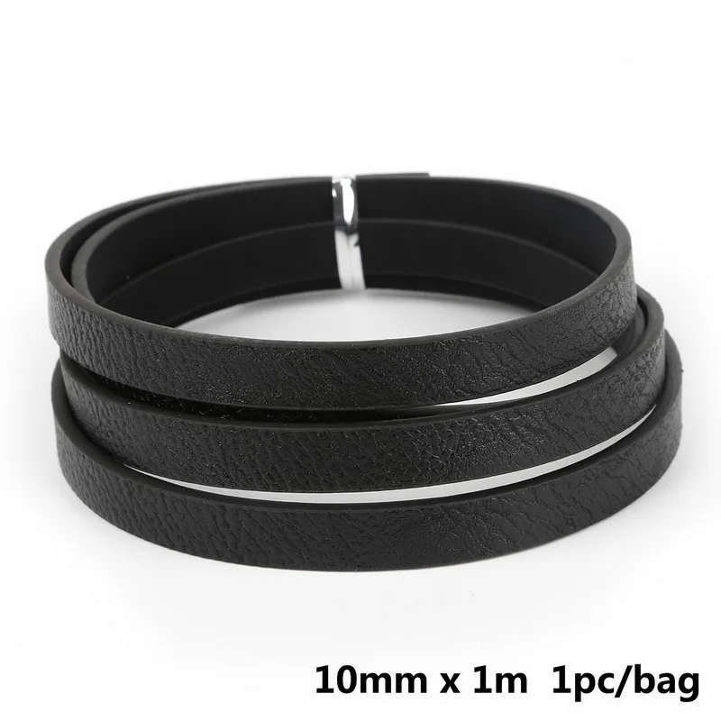Black Новинка, хит, 100 см, 10 мм, плоский шнурок из искусственной кожи, сделай сам, веревочная нить, шнурок, кружево, ювелирное изделие для Чокер "сделай сам", ожерелье - Цвет: Black