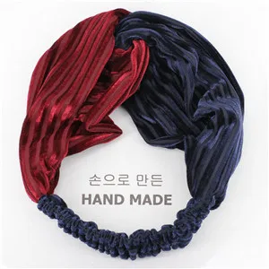 Navy Wine Headband Новое поступление, модная женская бархатная Базовая повязка на волосы с крестиком для девушек, элегантная повязка на голову для колледжа, женские мягкие аксессуары для волос - Цвет: Navy Wine Headband
