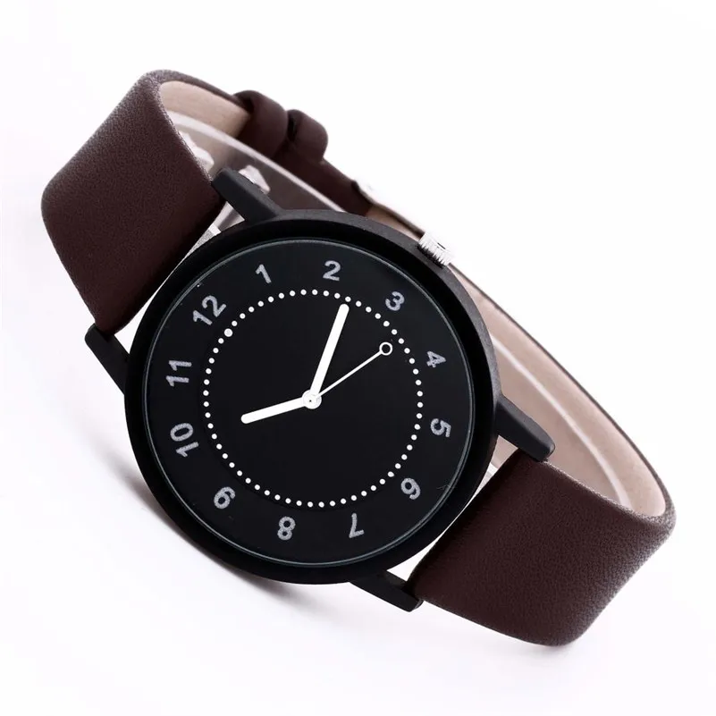 Новый список мужские часы GENEVA Модные кварцевые с круглым циферблатом кожаный