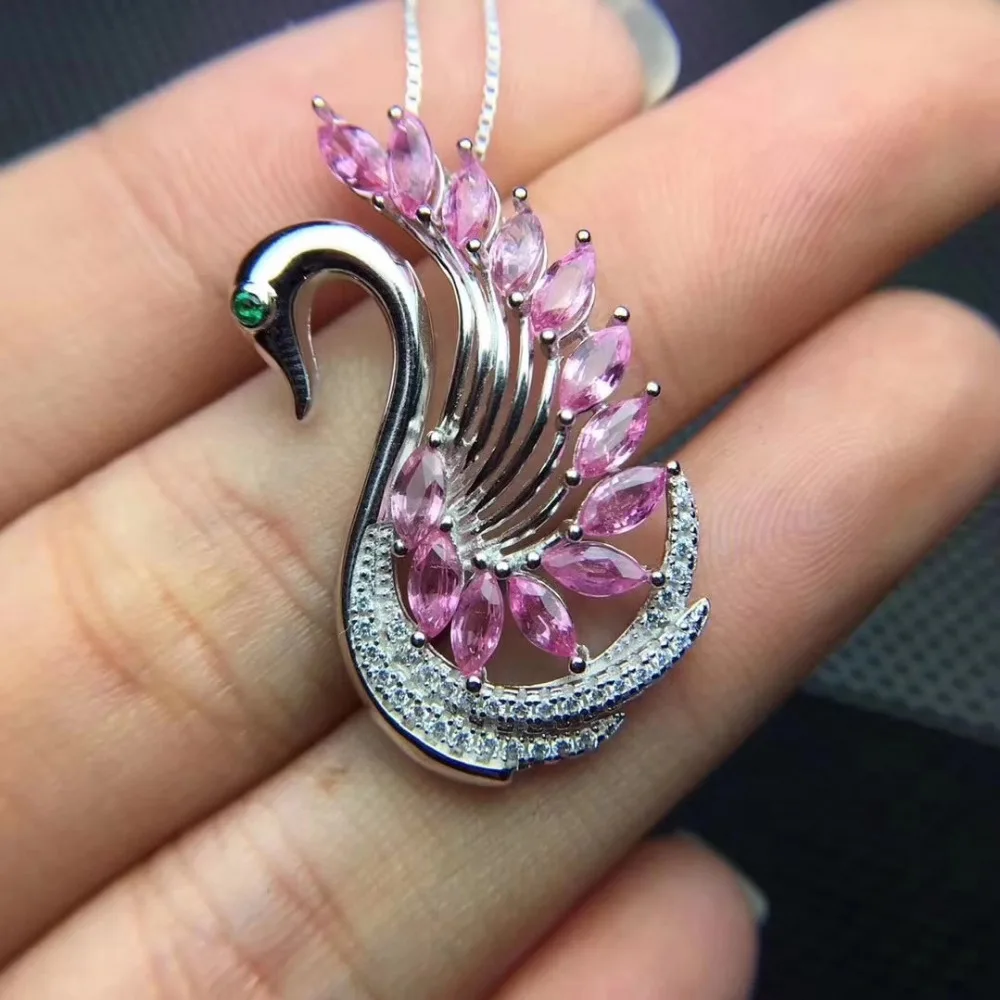 Fidelity natural 2.5*5mm pink sapphire s925 sterling silver Pendants fine jewelry gfit for women party gemstone | Украшения и