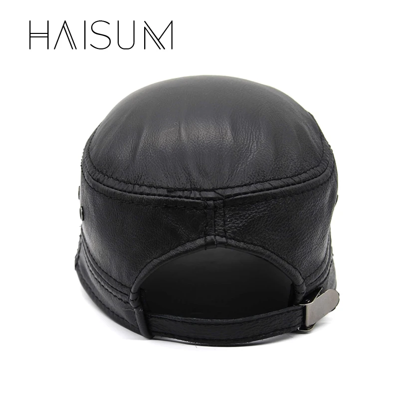 Мужская бейсболка Haisum однотонная Кепка унисекс один размер из натуральной кожи с