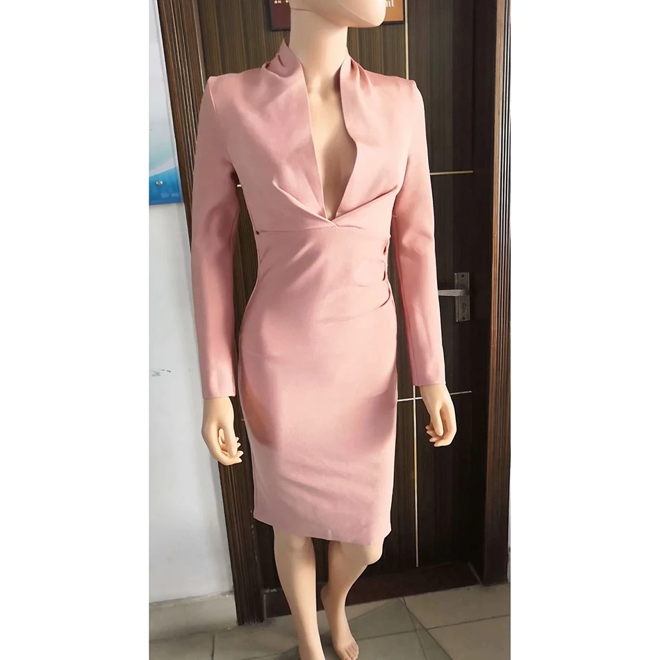 Женское летнее платье с V-образным вырезом облегающее элегантное красное