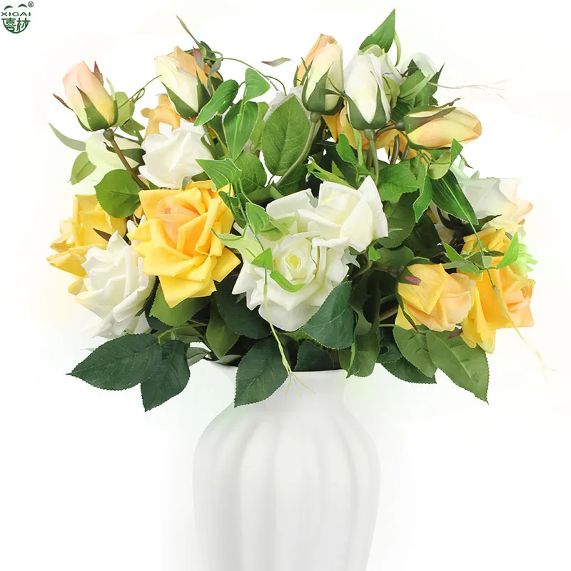 Экстра10% скидка/10 шт) 5or10PCS(2 цветка+ 1 бутон)/PC большой дом/Свадьба/Вечерние/украшение невесты искусственный Голубь из латекса Настоящее прикосновение цветок розы