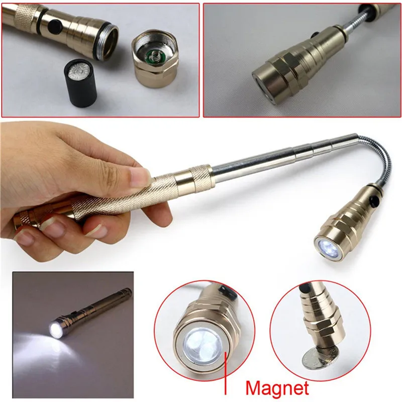 Portable Flashlight Torch Lamp 3 LED 360 Degree Magnetic Head Telescopic Pick Up Tool | Лампы и освещение