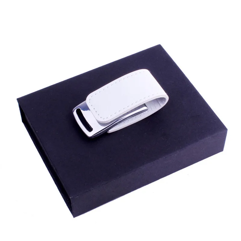 JASTER кожа и металл брелок цепь USB+ коробка флэш-накопитель Флешка Мода creativo memory stick 4 ГБ/64 Гб U диск - Цвет: WHITE