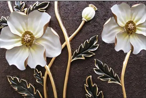 Embossed White floral Wallpaper for walls 3 d Large Photo Murals Murales De Pared 3d Art Wall Decor Custom Size | Обустройство дома