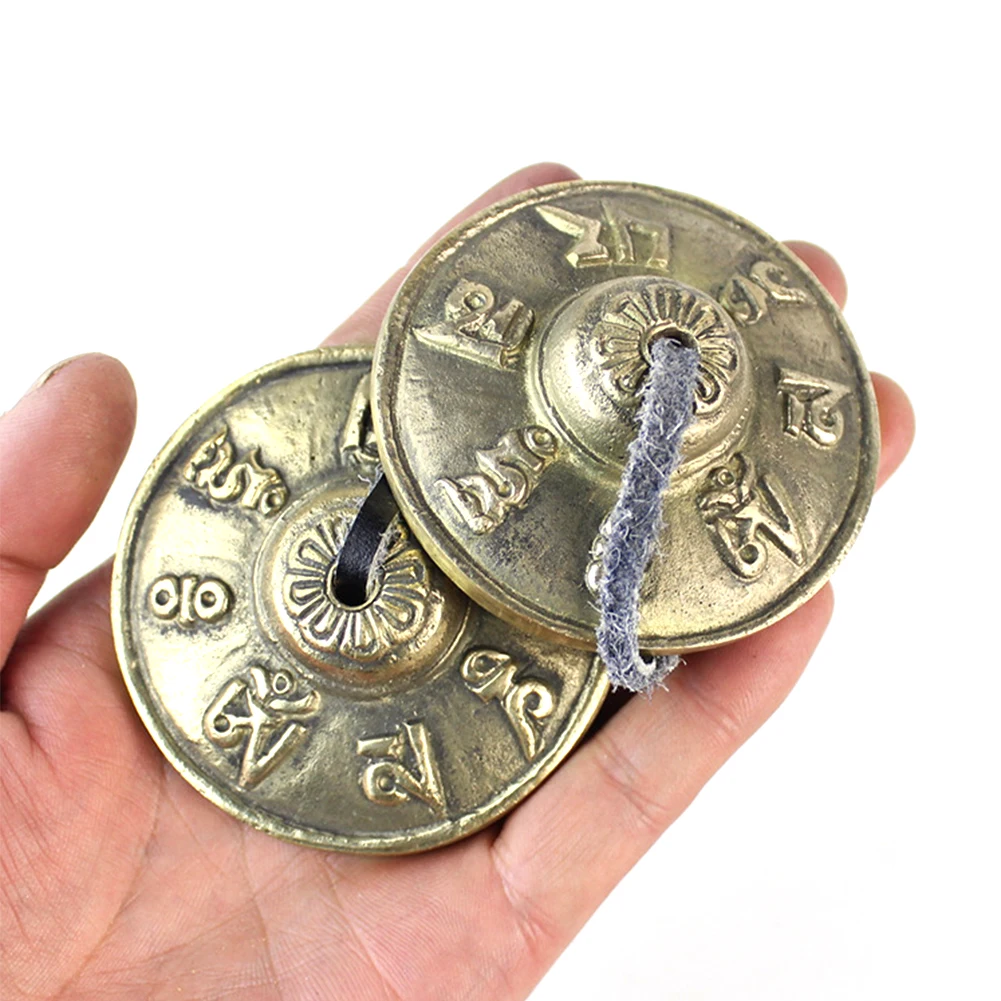 Тарелки пальчиковые тибетская медитация тисненая чистая и резонансная Tingsha Bell