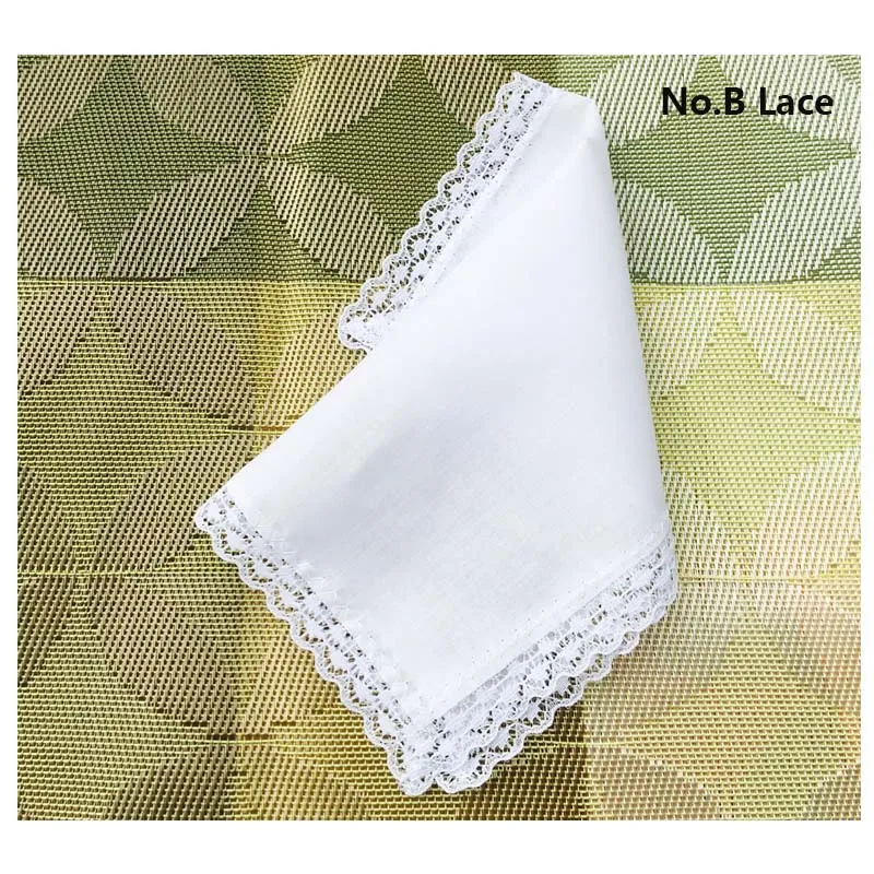 Женский/Женский однотонный белый Хлопковый платок с кружевом для вышивки
