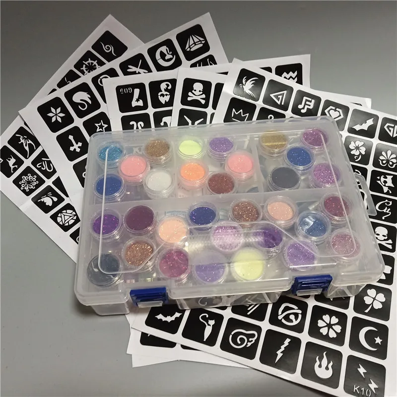 45 ярких порошковых блесток для временных татуировок детское лицо самодельные