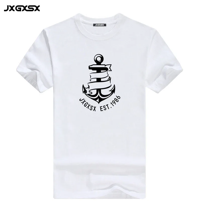 

JXGXSX Высокое качество Летняя мужская футболка Homme уличная Лодка Якорь Печать Повседневная хлопковая футболка с короткими рукавами De Homem Tee