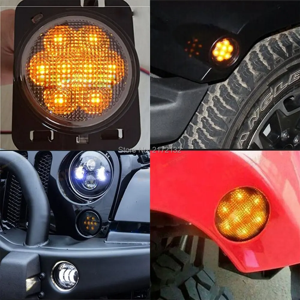 Акция! 2 шт./компл. Янтарный светодиодный фонарь на колесиках для Wrangler 2007 2015|light