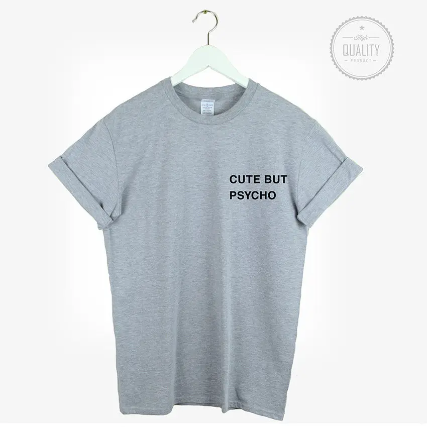 

CUTE BUT PSYCHO POCKET TSHIRT TOP HATE LOVE HIPSTER TUMBLR FASHION Unisex T Shirt Gift More Size and Colors-B054