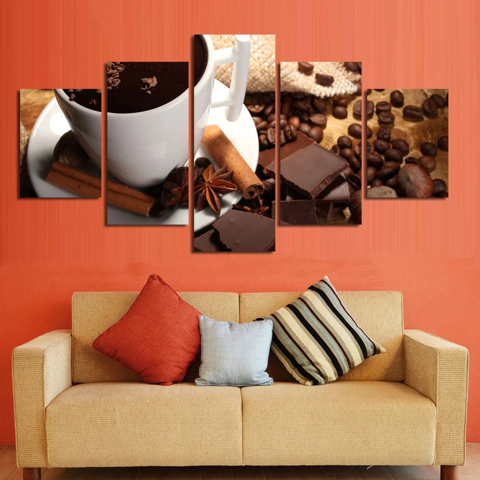 Картина на холсте настенная живопись HD печать кофе сладкий 5 шт. украшение для
