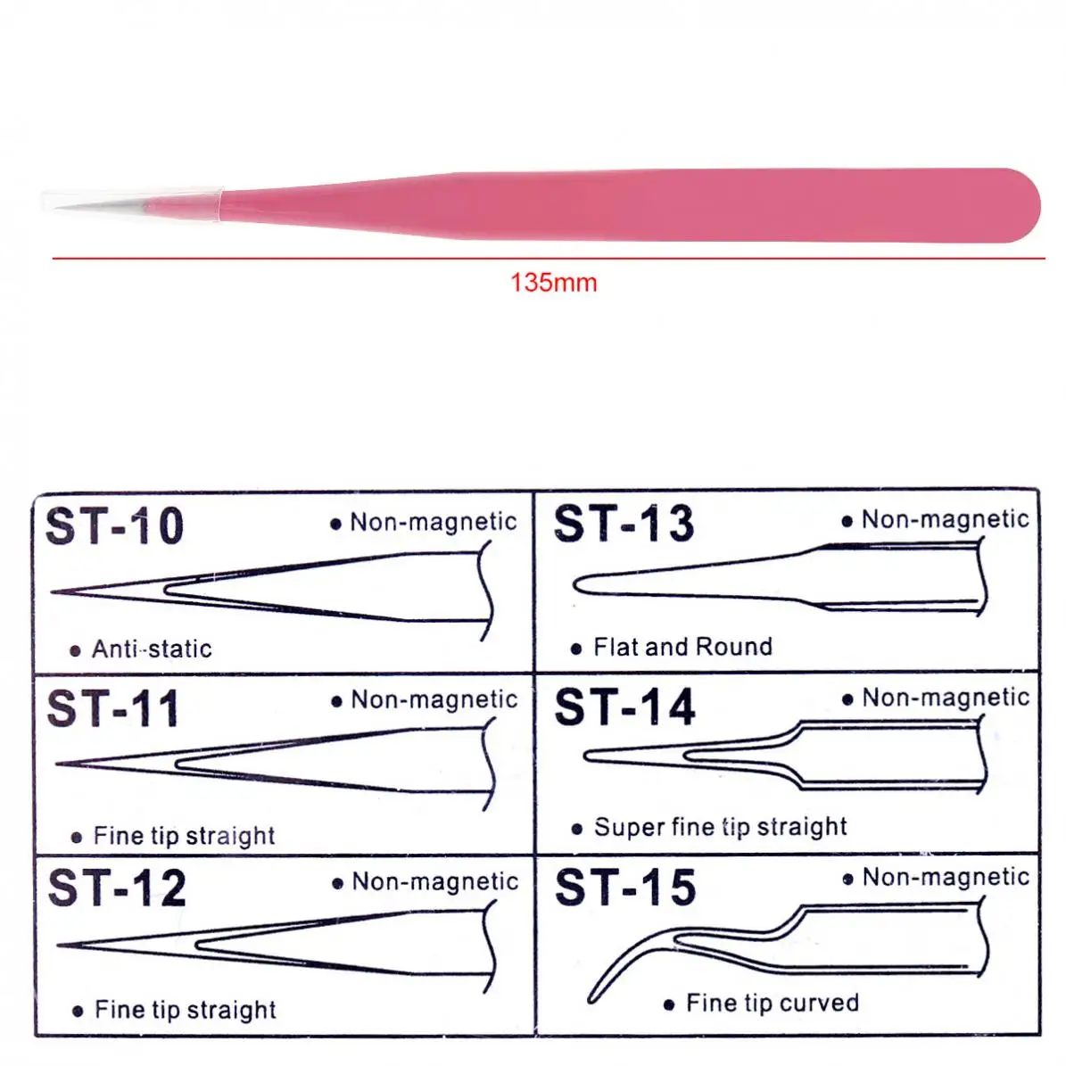 1 шт. Пинцет из нержавеющей стали 135 мм антистатические прямые пинцеты для точной