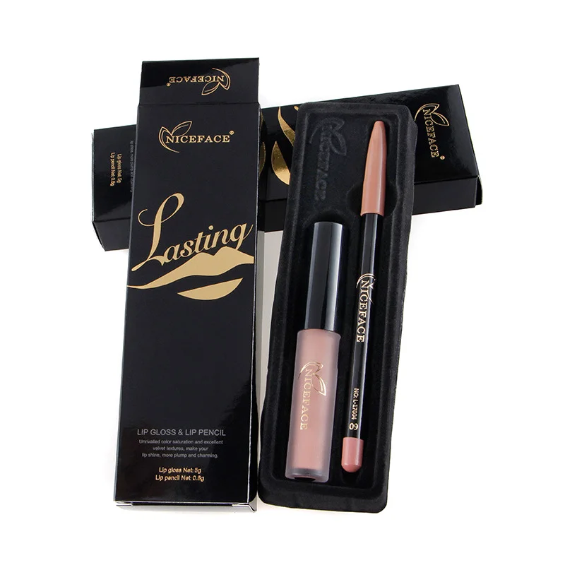 Лучший Матовый жидкий блеск для губ с подводкой набор ручек долговечная губная