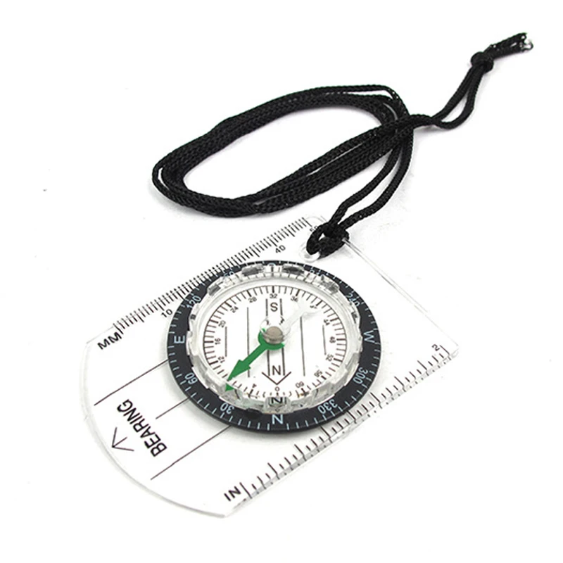 Mini professional compass map scale ruler outdoor hiking camping travel cycling scouts military navigation survival tool | Спорт и