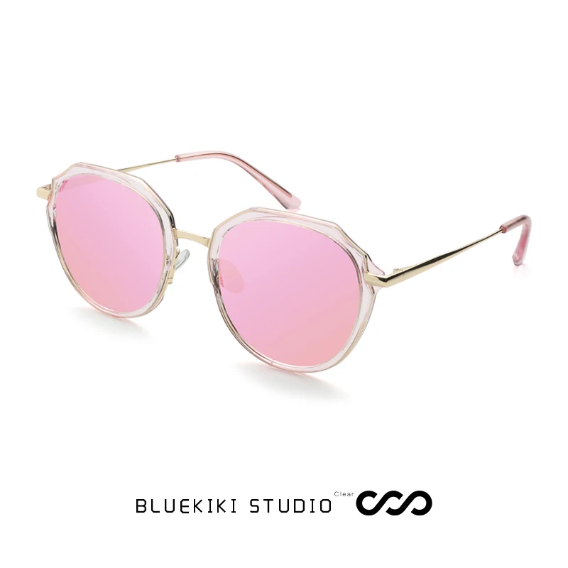 Женские поляризационные солнцезащитные очки KIKI ретро круглая оправа с цветком