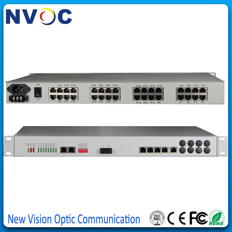 32-канальный FXO/FXS волоконный PCM мультиплексор SM двойное волокно 80 км FC 1ch 10/100M