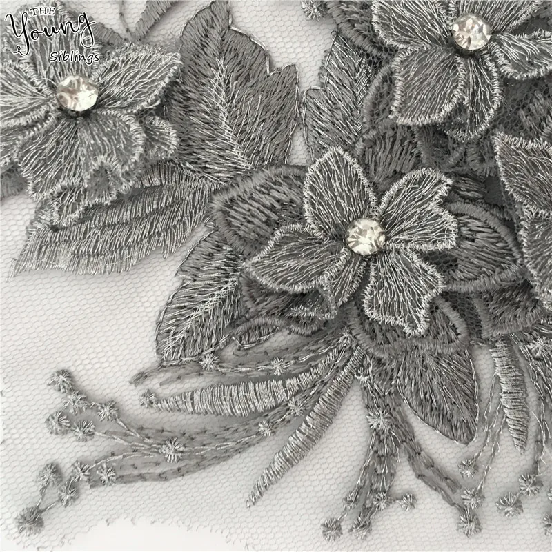 Новое поступление 3D Цветочная вышивка аппликация на воротник стразы сделай сам