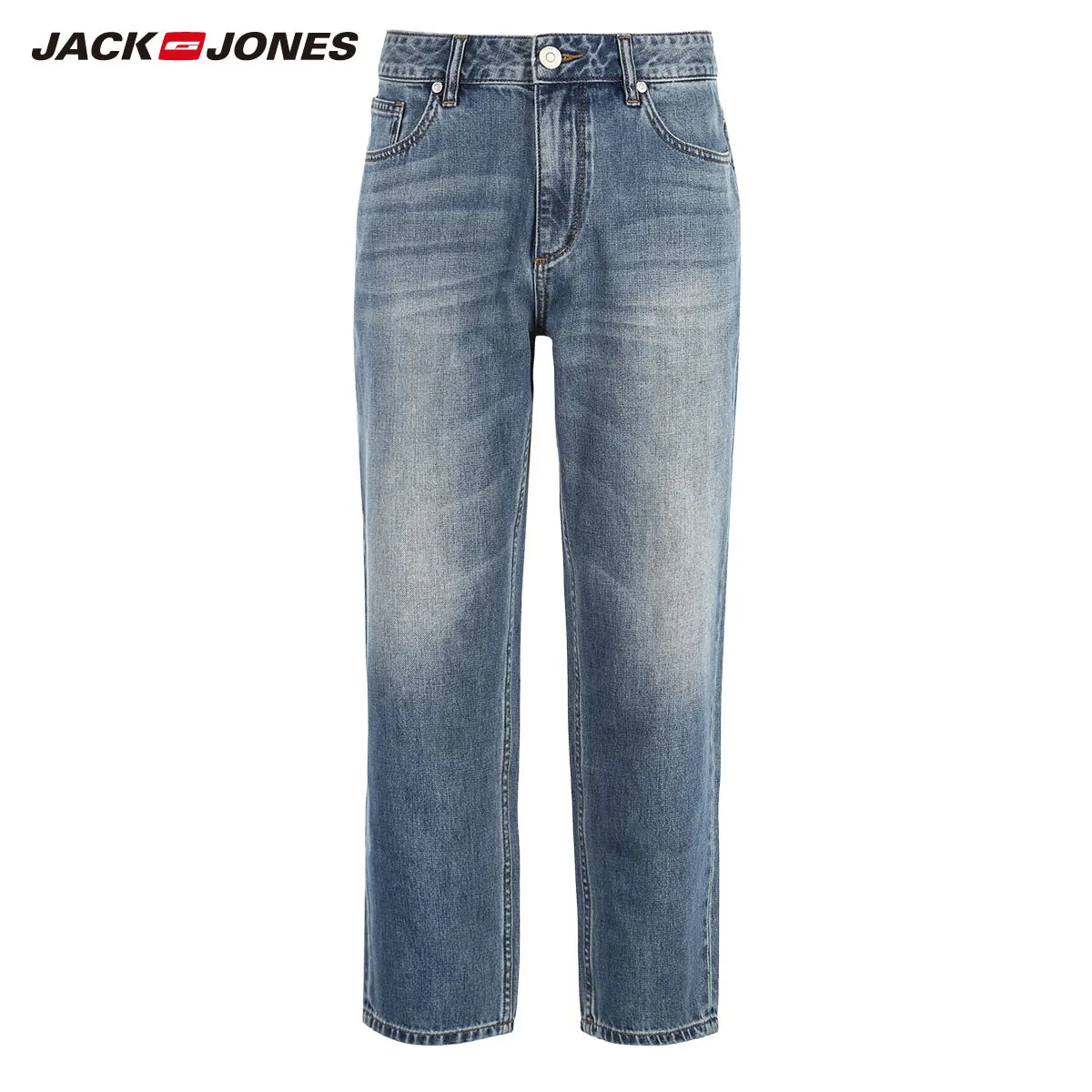 JackJones 100% хлопок выцветания прямые зауженные джинсы светло голубой бизнес