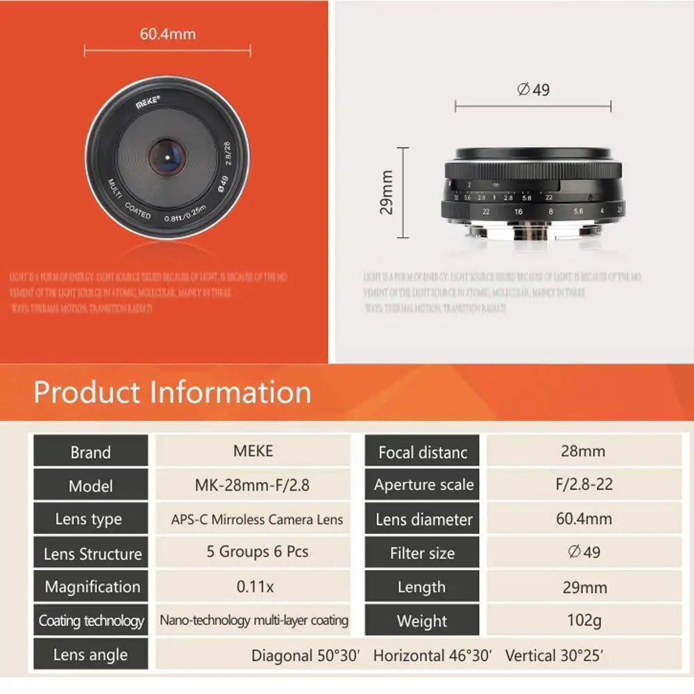 Meike 28 мм F2.8 объектив с большой диафрагмой ручной фокусировки для Canon EF M EOS M1 M2 M3 M5 M10