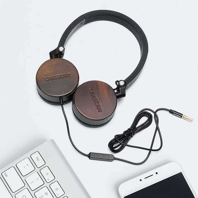 Takstar ML750 сандаловое дерево портативные стерео наушники с кнопкой управления и