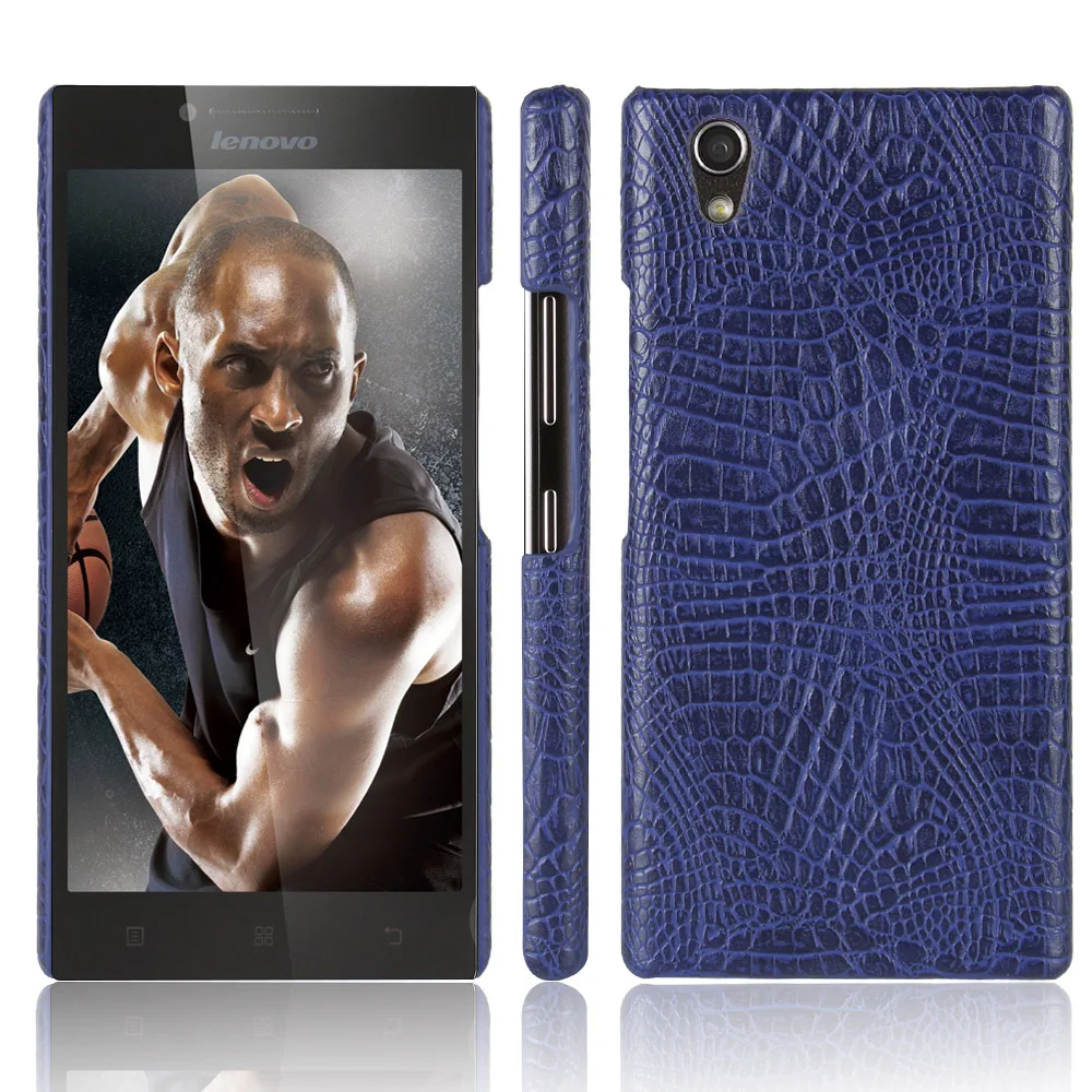 Blue Кожаный чехол для lenovo P70 P 70 A 70A 70 T, чехол-бампер для телефона lenovo P70-A P70-T P70a, Жесткий Чехол из поликарбоната с крокодиловой вставкой - Цвет: Blue