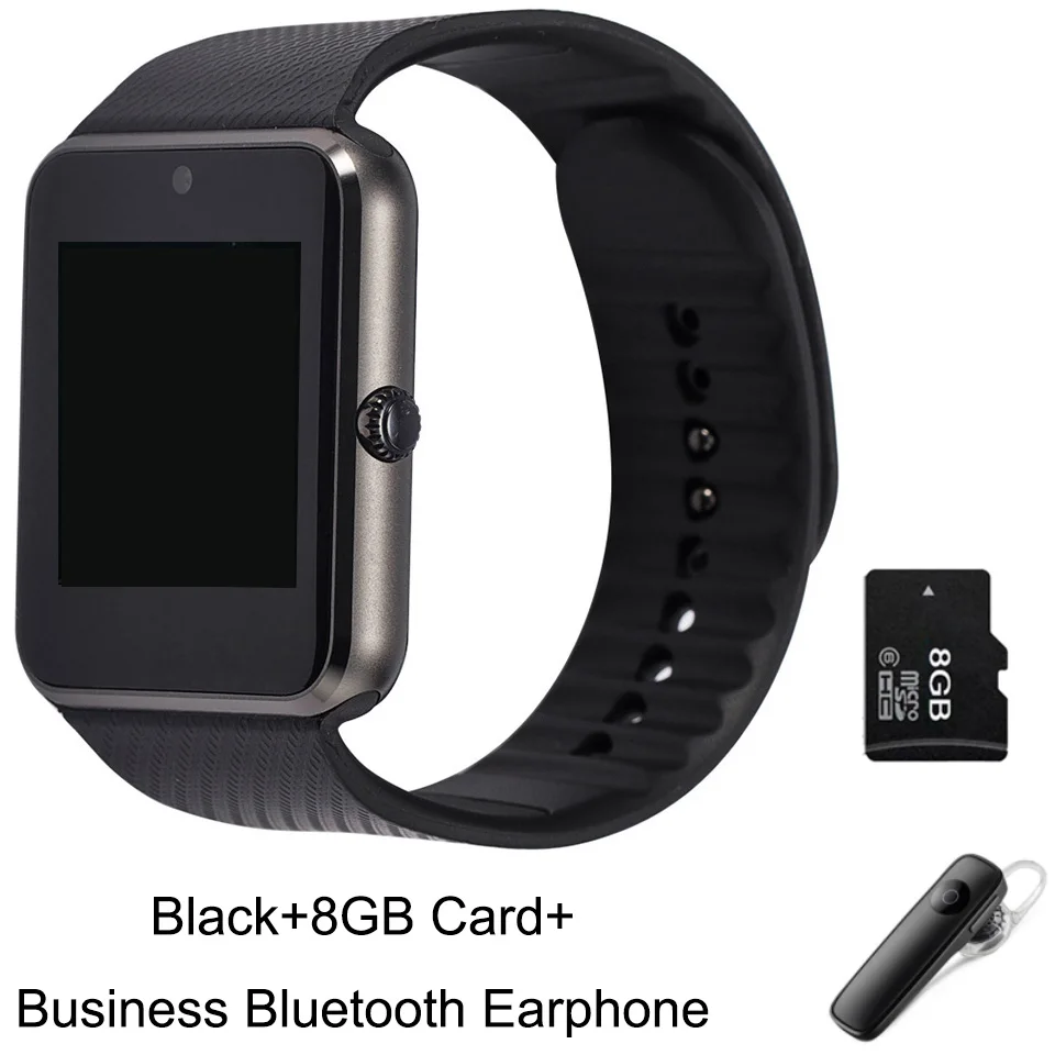GT08 Bluetooth Смарт-часы браслет SIM TF карта телефон MP3 Smartwatch для Apple iOS Android SMS/напоминание о звонках фитнес-камера - Цвет: BlackxCardxBusiness