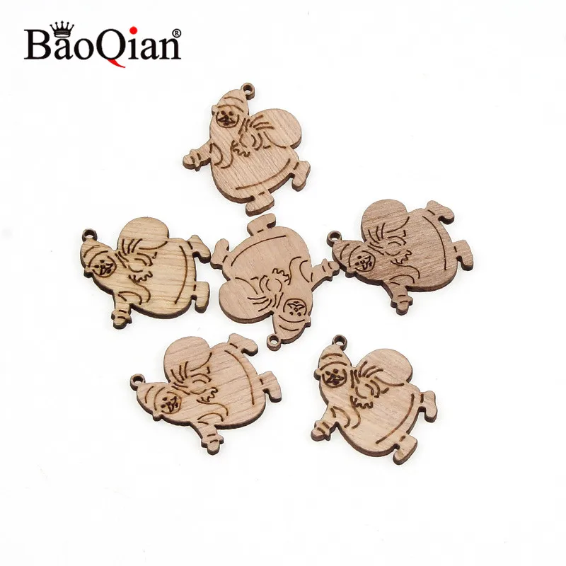 

20pcs Natural Wooden Santa Claus Wood Slice Decoration Scrapbooking Embellishments Craft For Christmas DIY Ornament 28x30mm