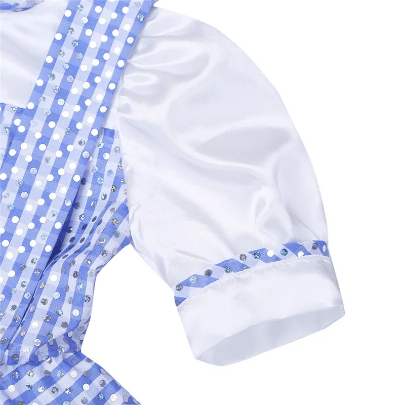2017 Cute Blue Kids Girl Short Sleeves Polka Dots Plaid Newborn Baby Toddler Girls Halloween Costume Cosplay Party Dress 12 M-8Y | Мать и